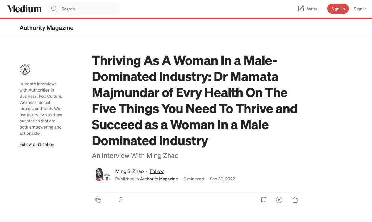 Authority Magazine interview on Medium