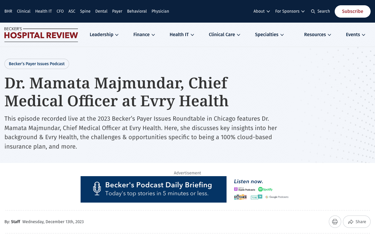 Becker’s profile page