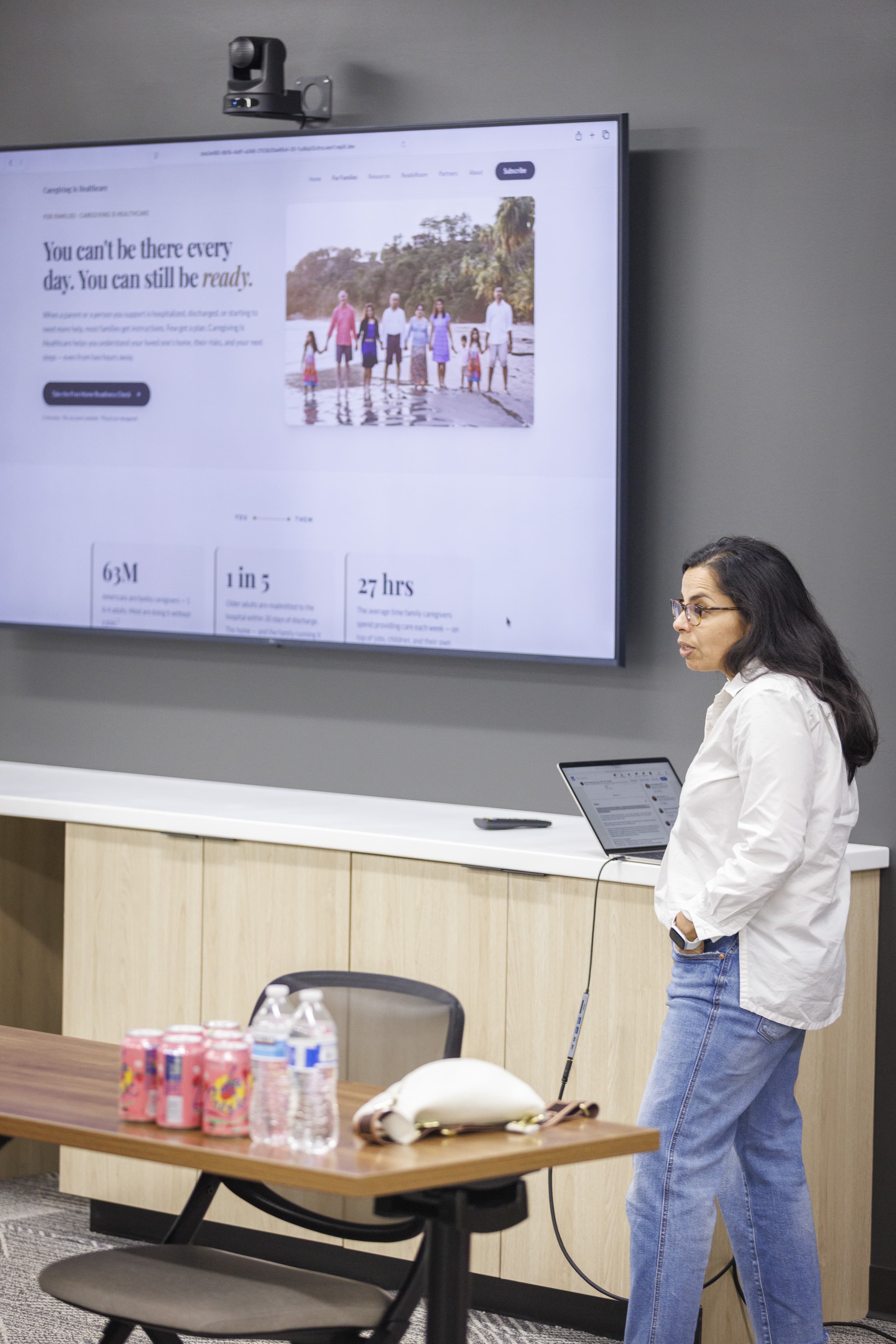 Mamata presenting to a room of founders